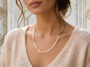 Colar Fita Liso Dourado - (RR82) Fino Toque