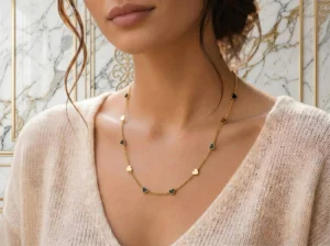 Colar Chapas Coração Liso Dourado - (RR75)