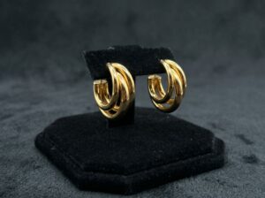 Brinco Trio Argola Coração Lisa Dourado - (Código do produto L52Ex)