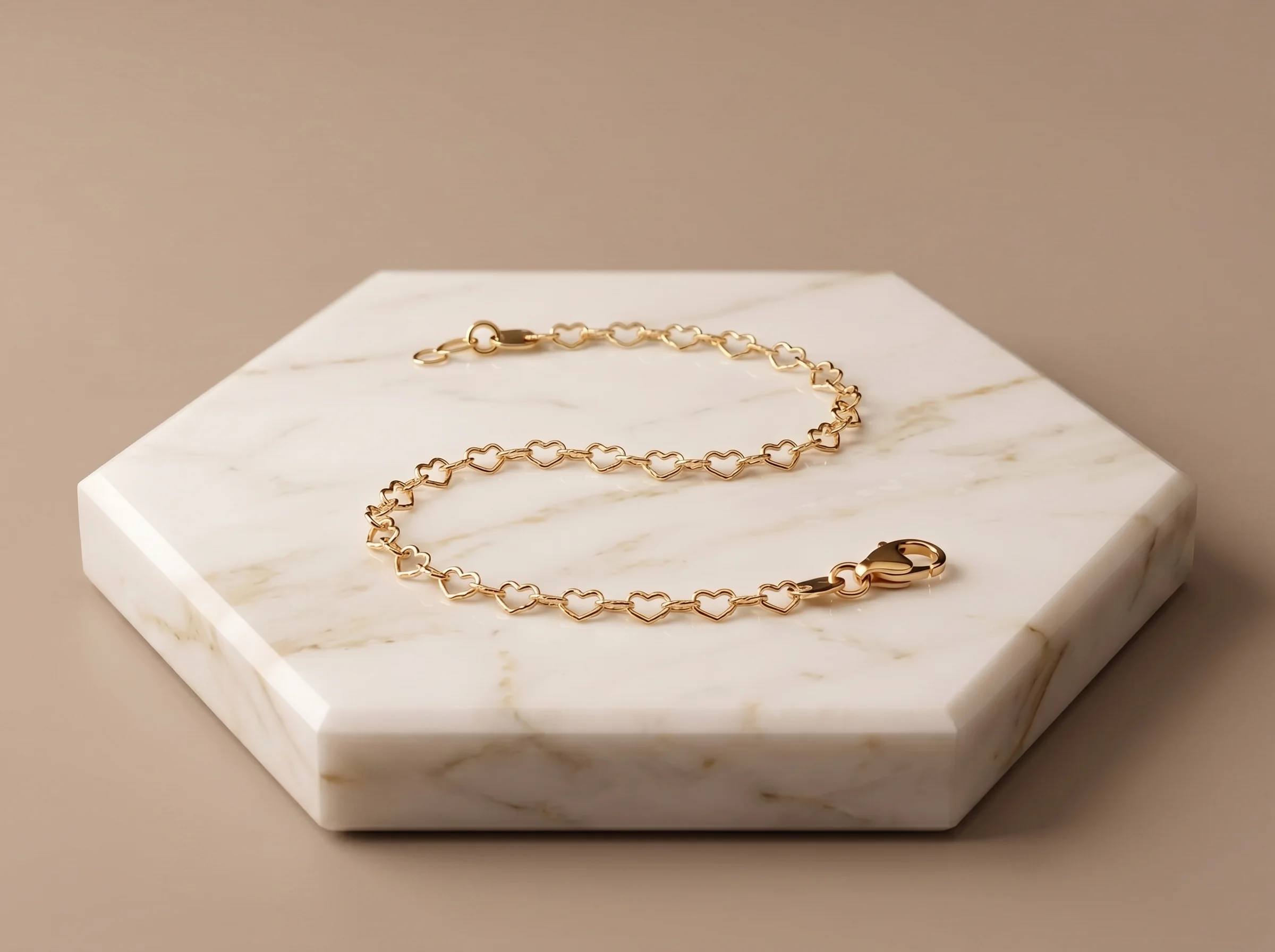 Pulseira Corações Vazados Lisos Dourado - (RR96) Fino Toque - Imagem 4
