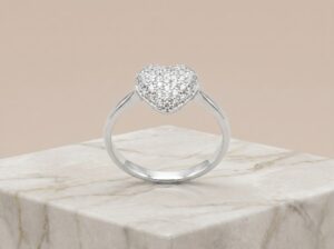 Anel Coração Micro Zircônia Branco 19 - (RR03)