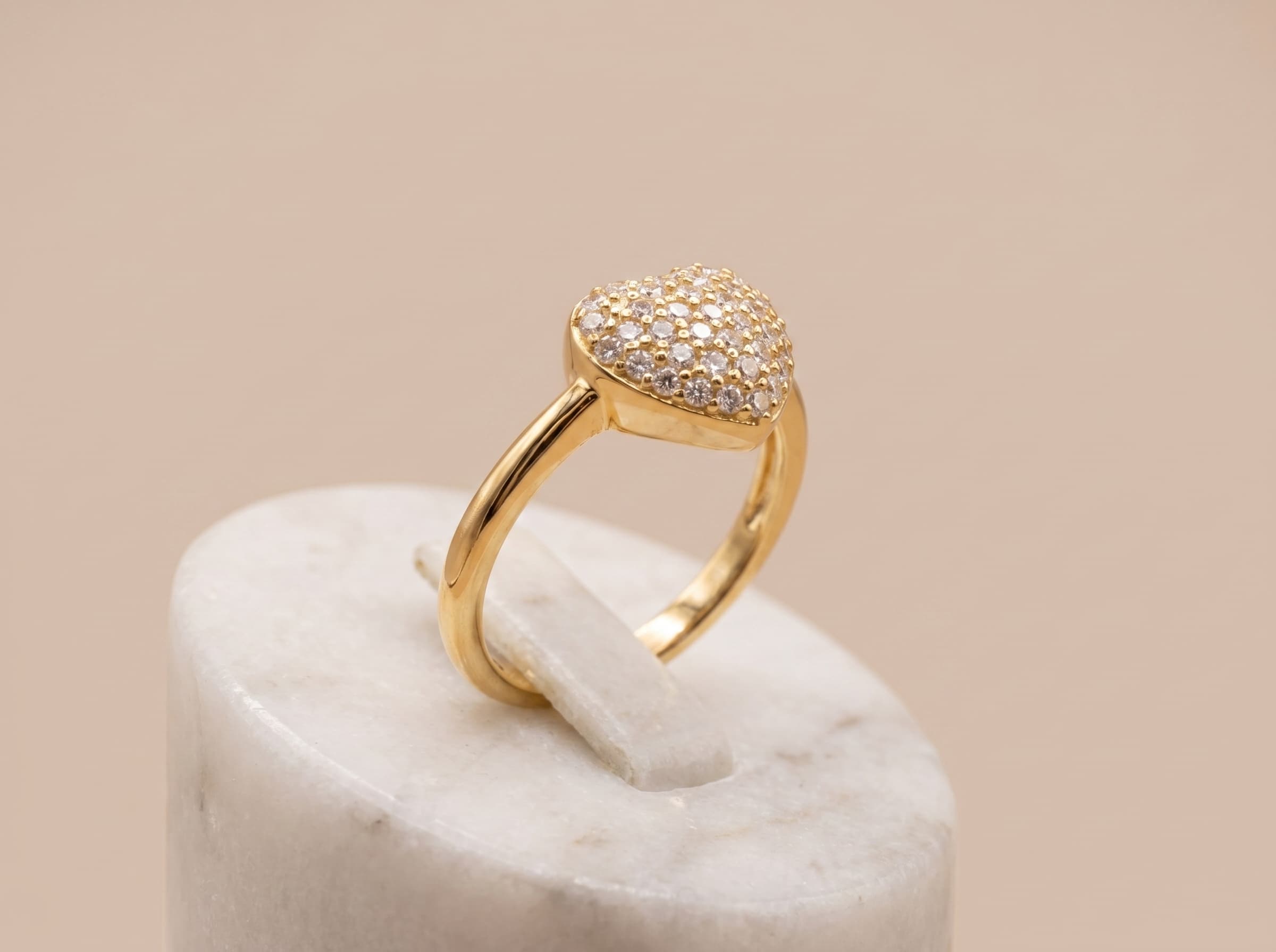 Anel Coração Micro Zircônia Dourado 17 - (RR04)