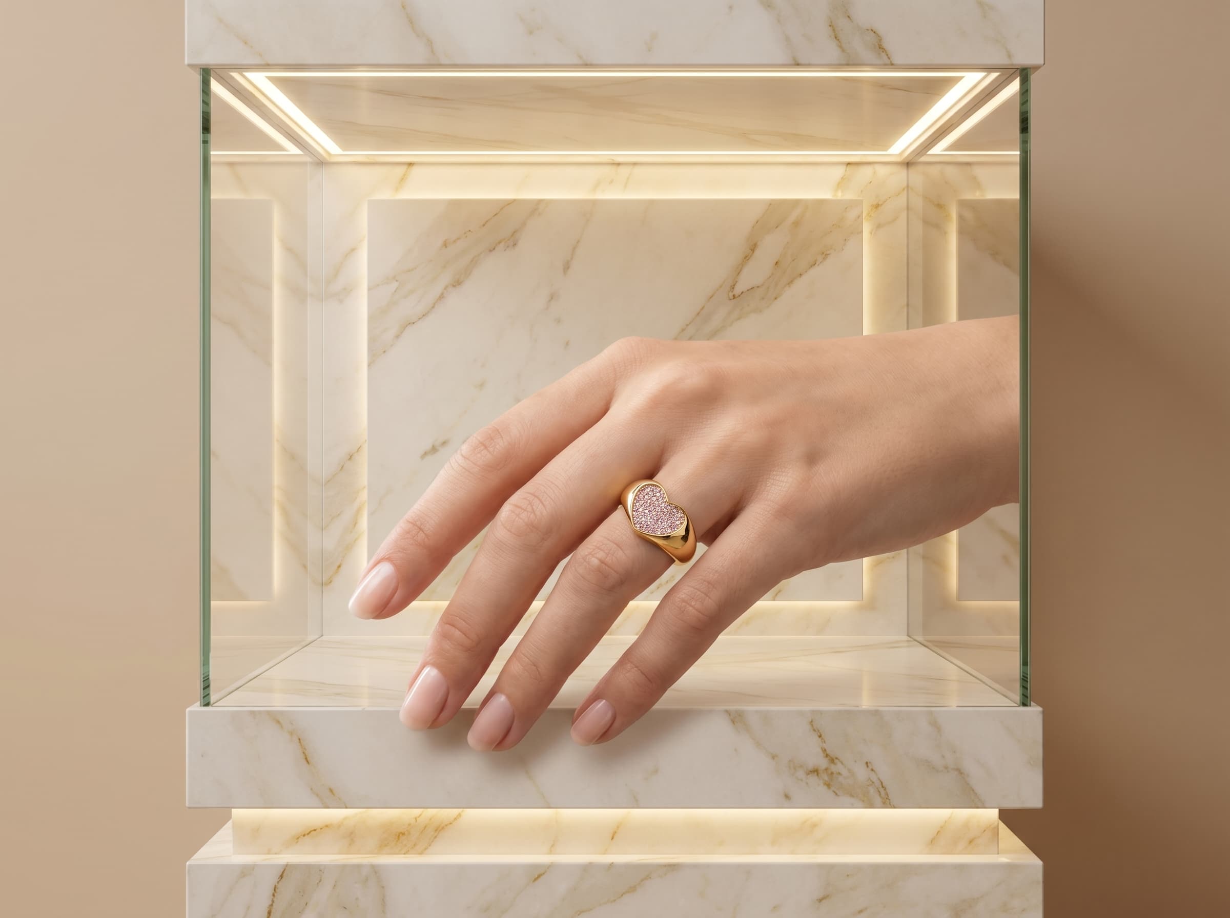 Anel Coração Micro Zircônia Dourado Regulável - (RR05) - Imagem 2
